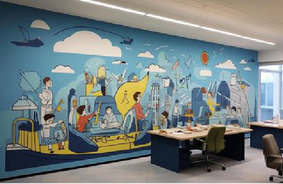 颍上办公室墙绘的特点。