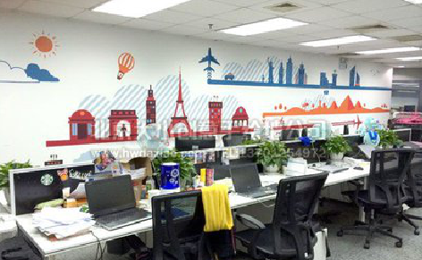 颍上教你设计办公室墙绘的方法。